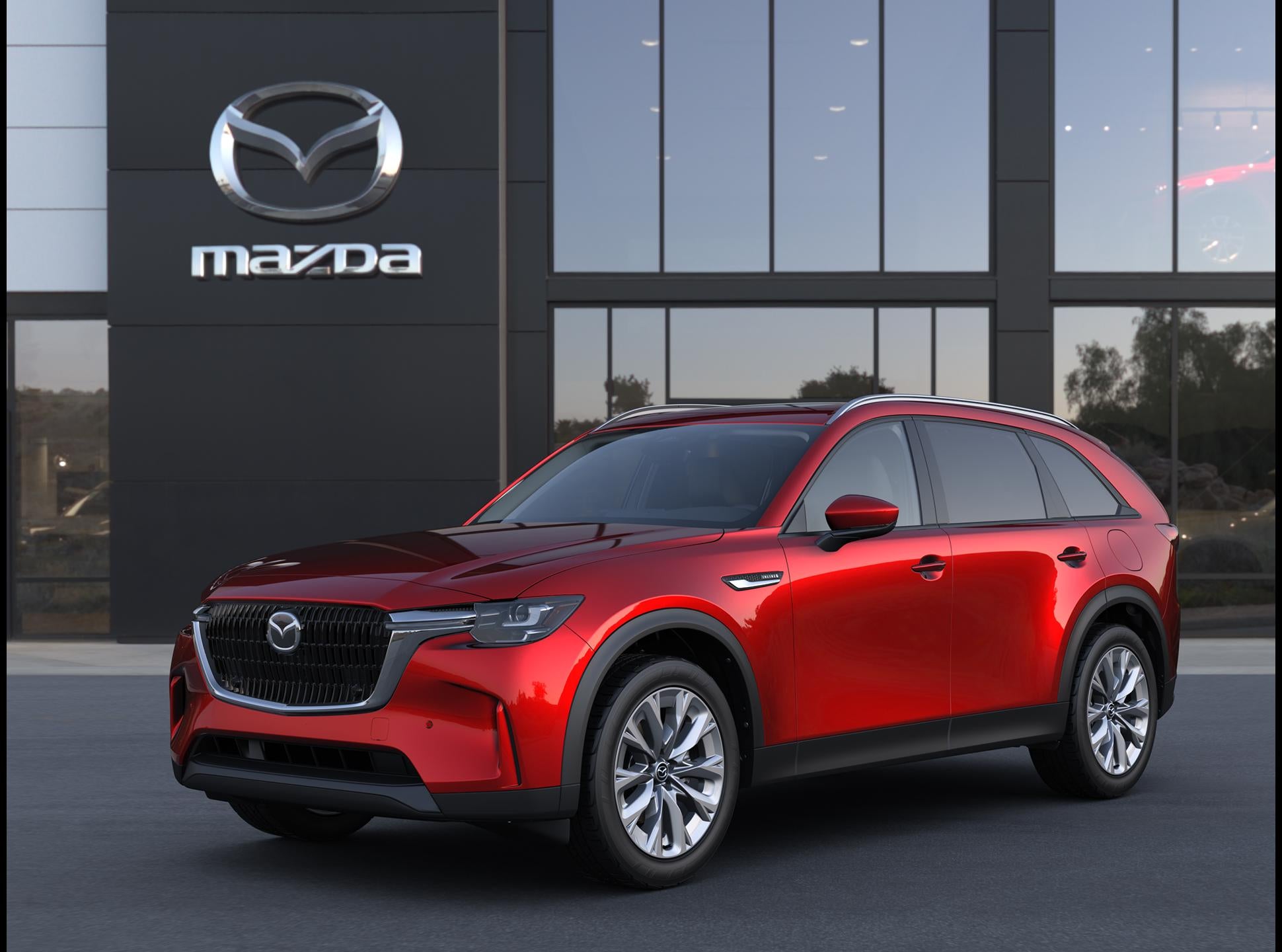 2026 Mazda Mazda CX-90 3.3 Turbo Preferred AWD in Soul Red Crystal Metallic — front three-quarter view