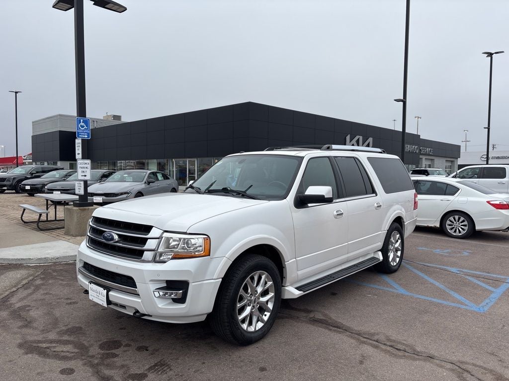 2017 Ford Expedition EL Limited in White Platinum Clearcoat Metallic — front three-quarter view